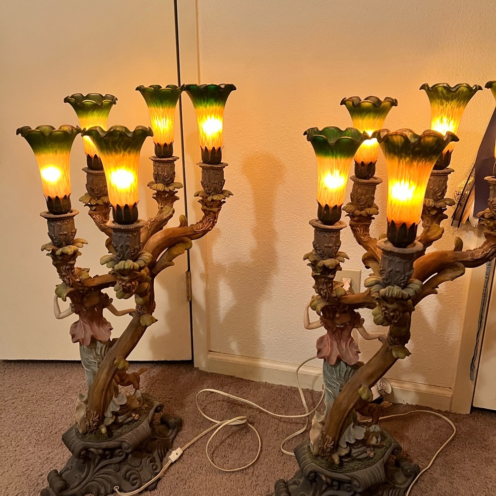 Green and Gold Ornate Decor Lamps - Picture 2 of 2